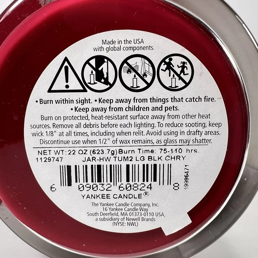 NEW-Yankee Candle BLACK CHERRY Large Jar 22oz RED-- DOUBLE WICK